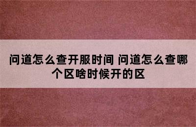 问道怎么查开服时间 问道怎么查哪个区啥时候开的区